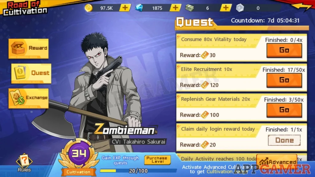 การบริหารทรัพยากรในเกม สำหรับสายฟรี (F2P Guide) – One Punch Man: The Strongest